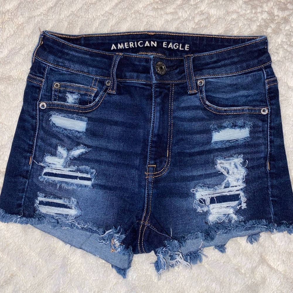 American Eagle Next Level Stretch Distressed Hi-Rise Shortie Shorts Size 2